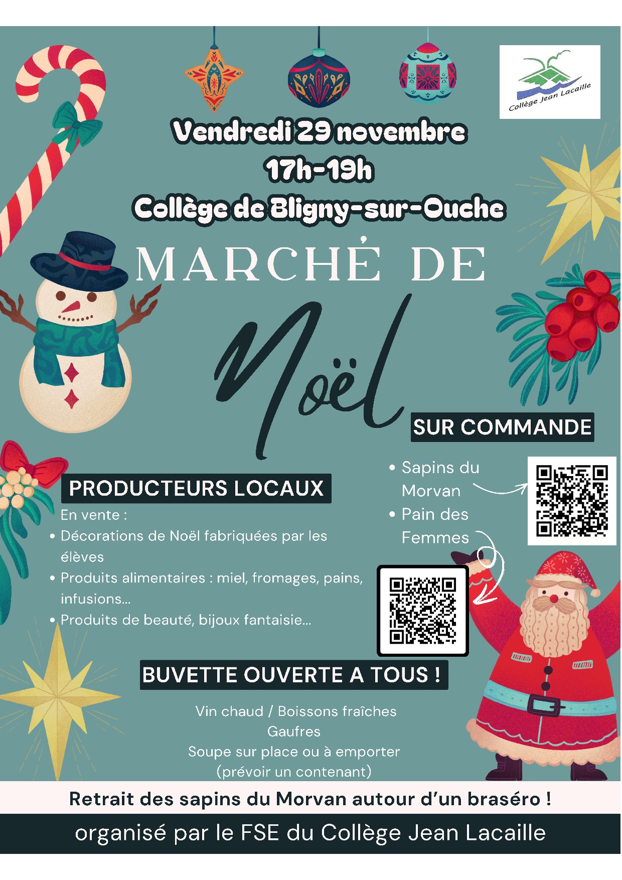 marché de noël collège jean lacaille de Bligny sur Ouche